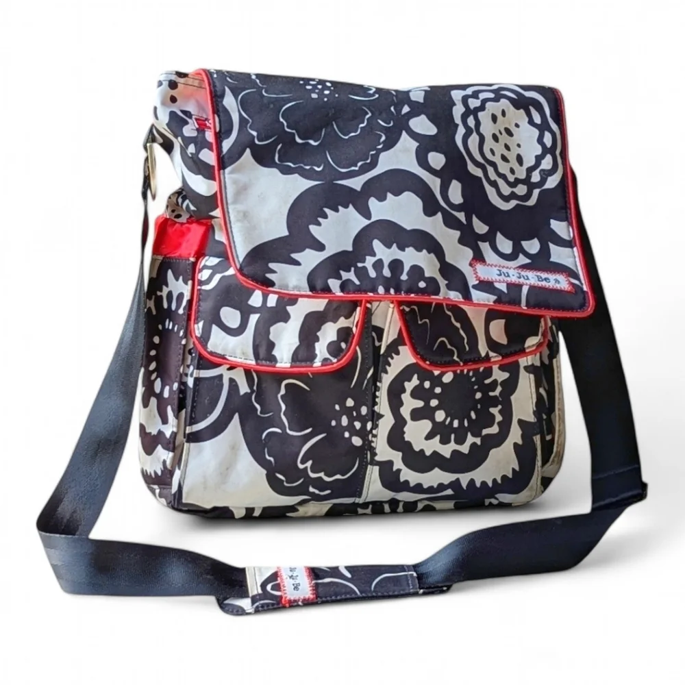 Ju-Ju-Be Onyx Blossoms Be Hip Messenger Diaper Bag‎ Floral Magnetic Snaps